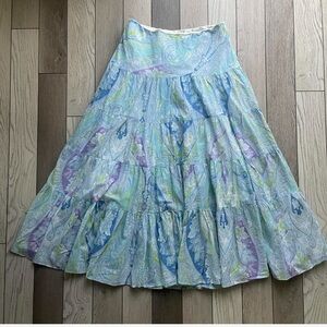 Lauren Ralph Lauren White and Blue Maxi Skirt